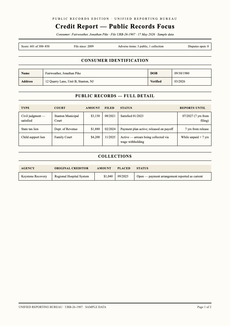 Government gazette credit report
